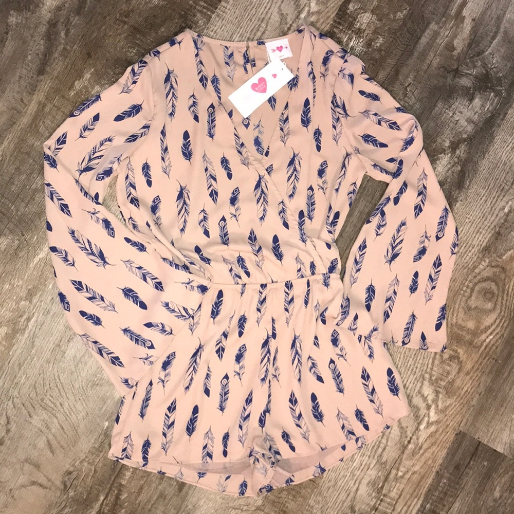 Buddy Love Feather Print Romper